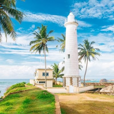 Galle Fort Lighthouse, Sri Lanka. Blue sky with clouds on the background. Shot with Canon 5D mk III